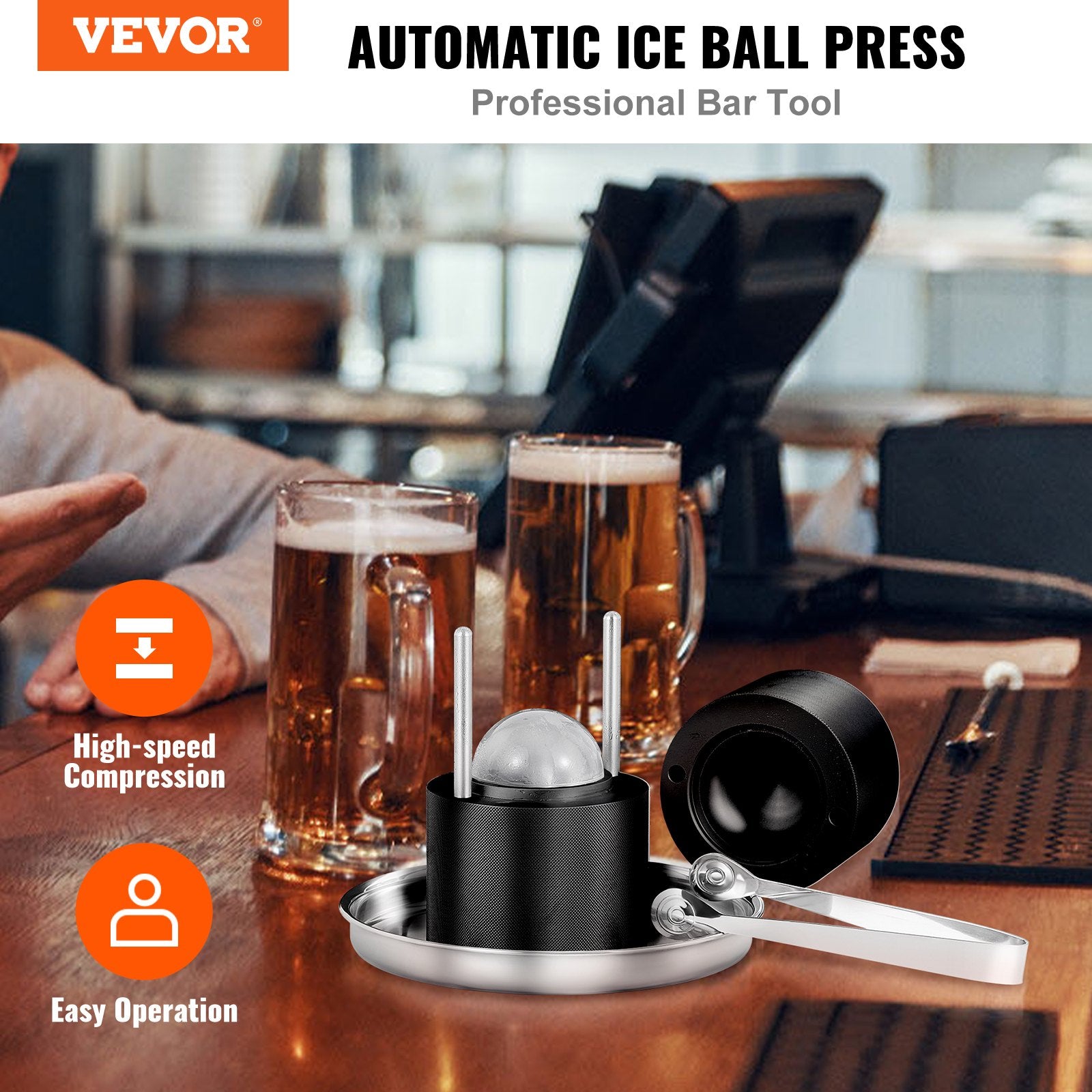 Ice Ball Press, 6cm Ice Ball Maker, Aircraft Al Alloy Ice Ball Press Kit for 60mm Ice Sphere, Ice Press with V952-BQYJHSLCJ60MMPU4EV0
