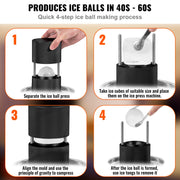 Ice Ball Press, 6cm Ice Ball Maker, Aircraft Al Alloy Ice Ball Press Kit for 60mm Ice Sphere, Ice Press with V952-BQYJHSLCJ60MMPU4EV0