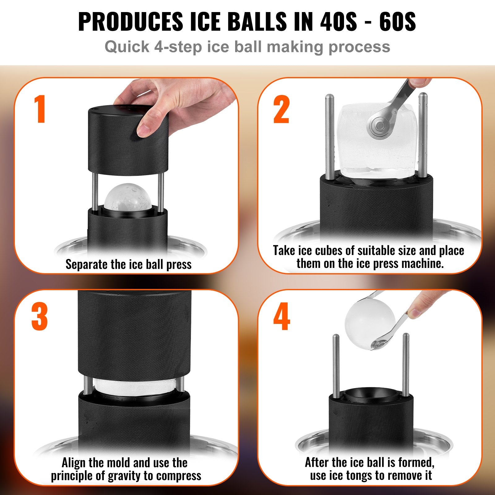Ice Ball Press, 6cm Ice Ball Maker, Aircraft Al Alloy Ice Ball Press Kit for 60mm Ice Sphere, Ice Press with V952-BQYJHSLCJ60MMPU4EV0