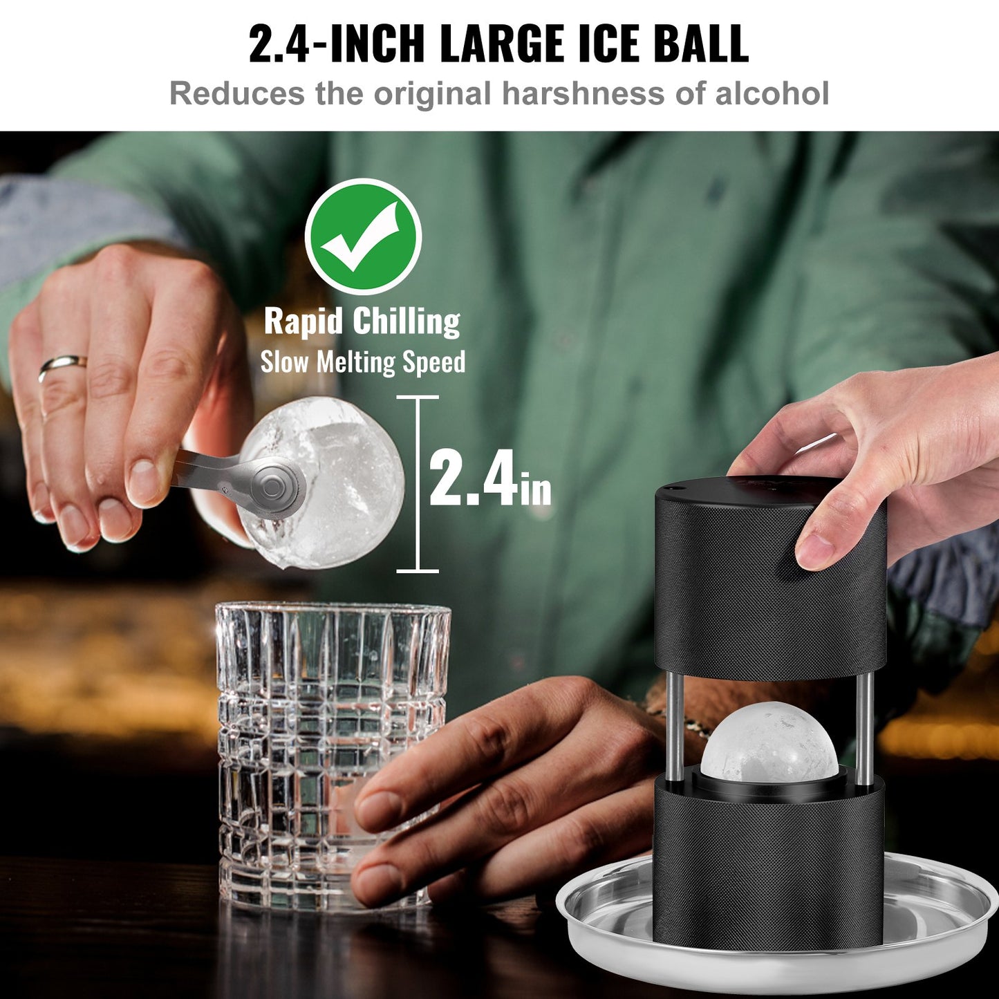 Ice Ball Press, 6cm Ice Ball Maker, Aircraft Al Alloy Ice Ball Press Kit for 60mm Ice Sphere, Ice Press with V952-BQYJHSLCJ60MMPU4EV0