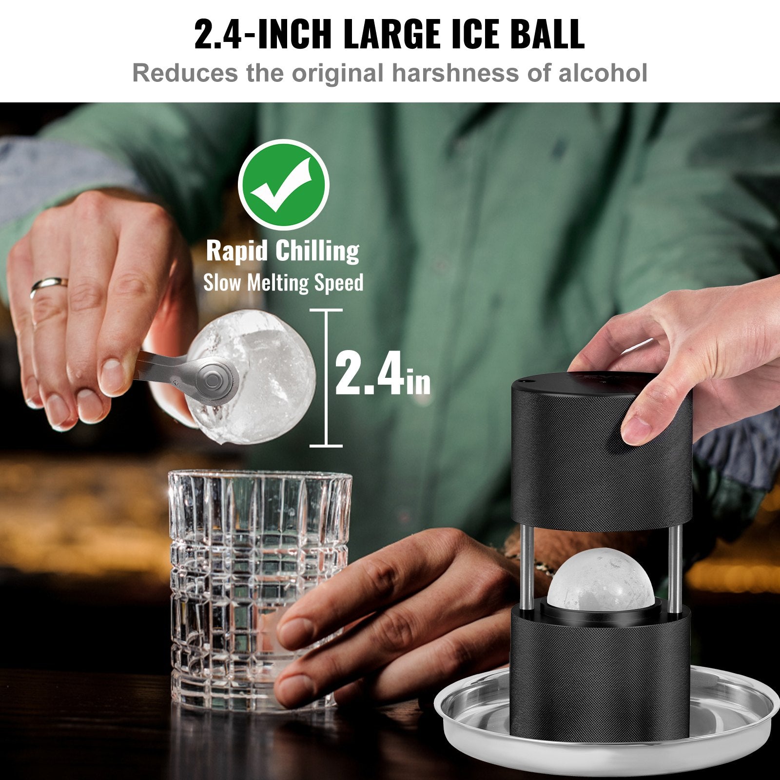 Ice Ball Press, 6cm Ice Ball Maker, Aircraft Al Alloy Ice Ball Press Kit for 60mm Ice Sphere, Ice Press with V952-BQYJHSLCJ60MMPU4EV0
