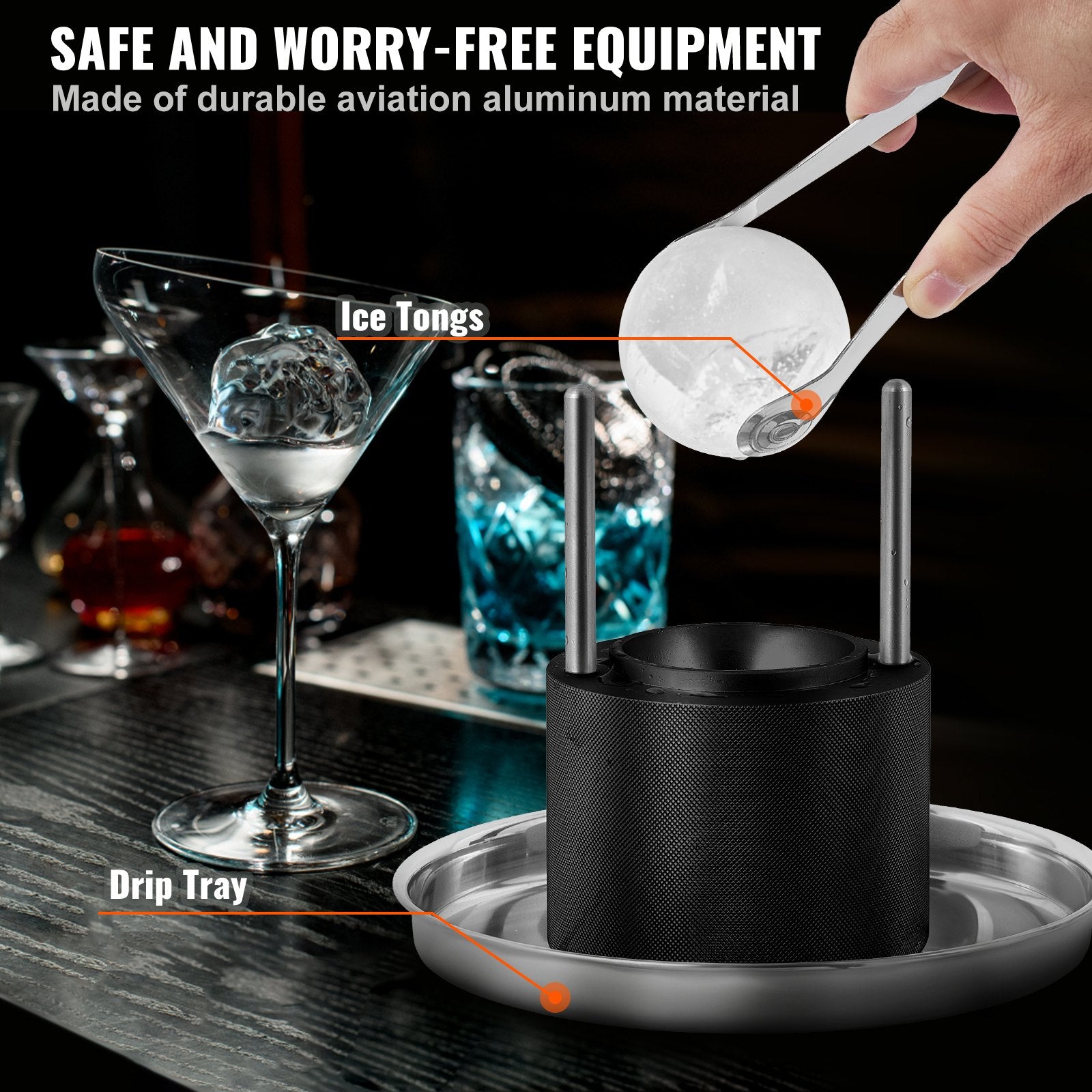 Ice Ball Press, 6cm Ice Ball Maker, Aircraft Al Alloy Ice Ball Press Kit for 60mm Ice Sphere, Ice Press with V952-BQYJHSLCJ60MMPU4EV0