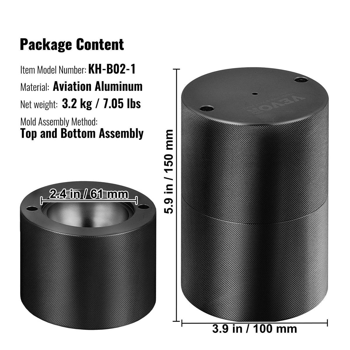 Ice Ball Press, 6cm Ice Ball Maker, Aircraft Al Alloy Ice Ball Press Kit for 60mm Ice Sphere, Ice Press with V952-BQYJHSLCJ60MMPU4EV0