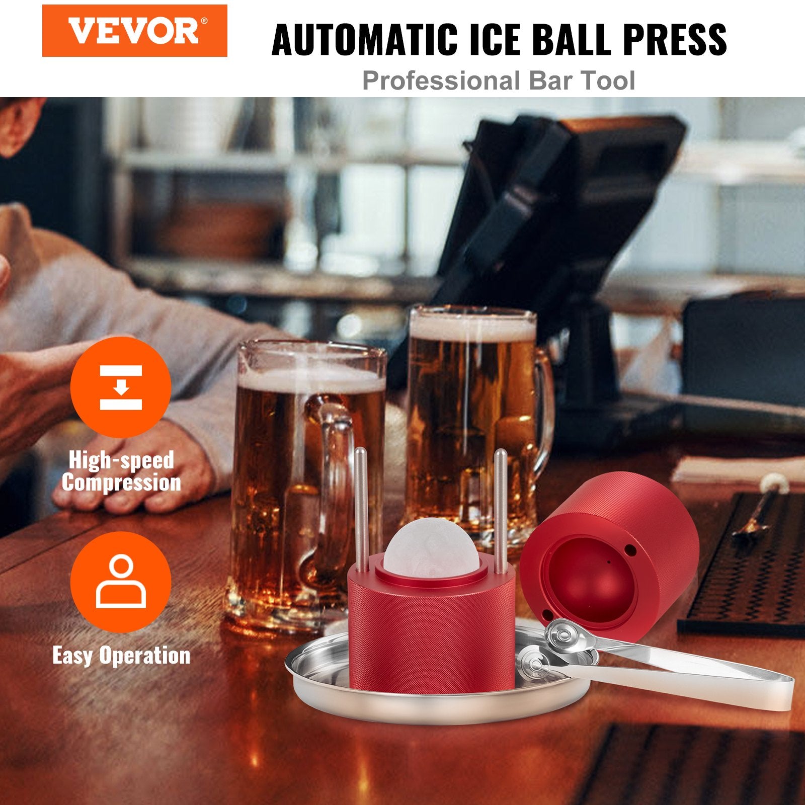 Ice Ball Press, 6cm Ice Ball Maker, Aircraft Al Alloy Ice Ball Press Kit for 60mm Ice Sphere, Ice Press with V952-BQYJHSLCJ60MMWIL4V0