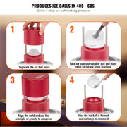 Ice Ball Press, 6cm Ice Ball Maker, Aircraft Al Alloy Ice Ball Press Kit for 60mm Ice Sphere, Ice Press with V952-BQYJHSLCJ60MMWIL4V0