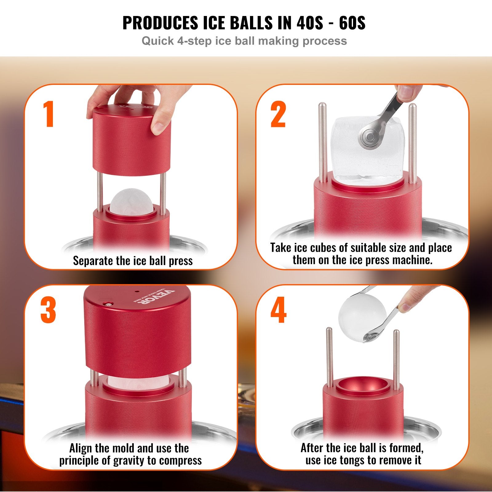 Ice Ball Press, 6cm Ice Ball Maker, Aircraft Al Alloy Ice Ball Press Kit for 60mm Ice Sphere, Ice Press with V952-BQYJHSLCJ60MMWIL4V0