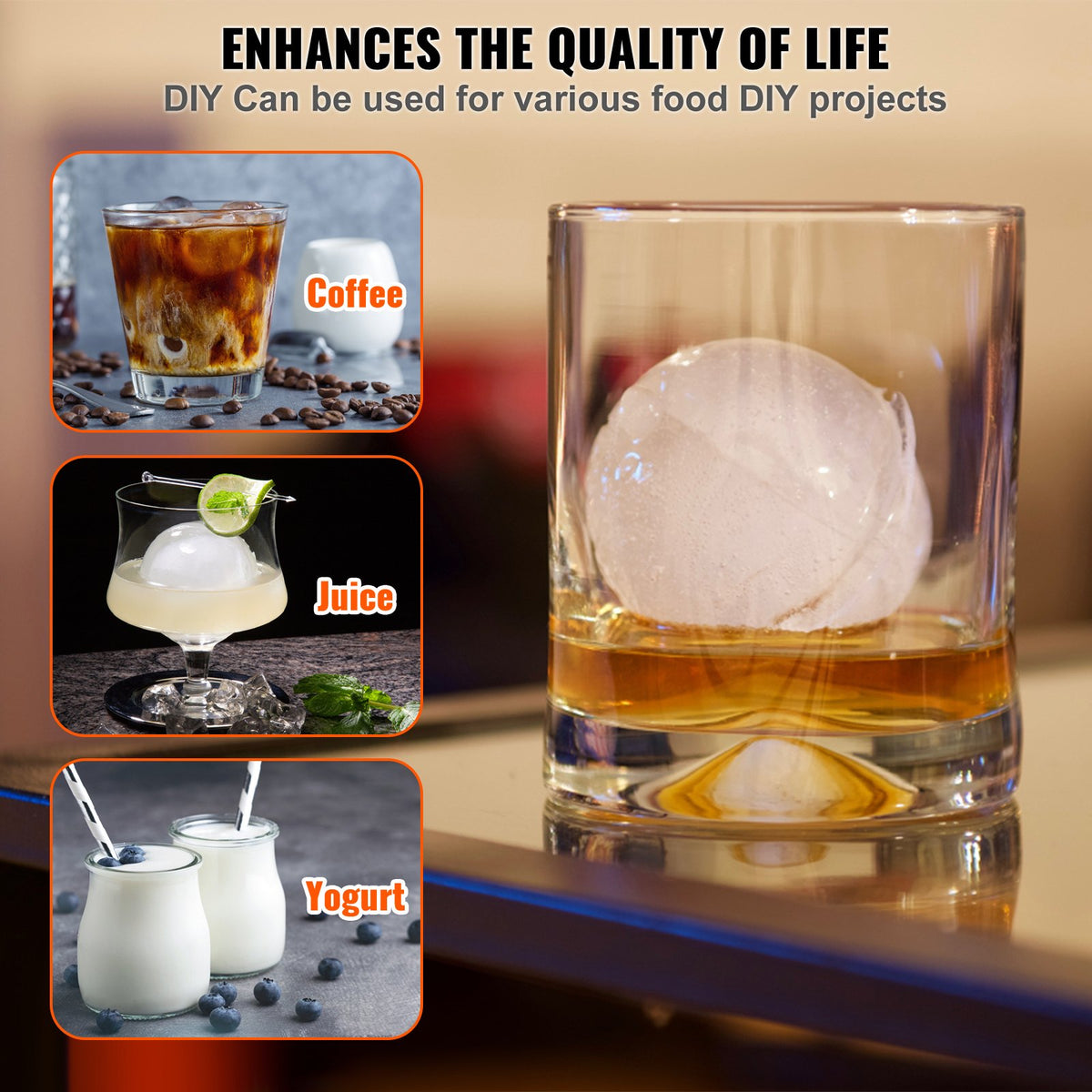 Ice Ball Press, 6cm Ice Ball Maker, Aircraft Al Alloy Ice Ball Press Kit for 60mm Ice Sphere, Ice Press with V952-BQYJHSLCJ60MMWIL4V0