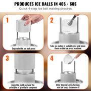 Ice Ball Press Kit, Aircraft Al Alloy Ice Press with Ice Block Mold, Large Mat, Tong, Drip Tray, One Glass, V952-BQYJYSLCG60MMN7OYV0
