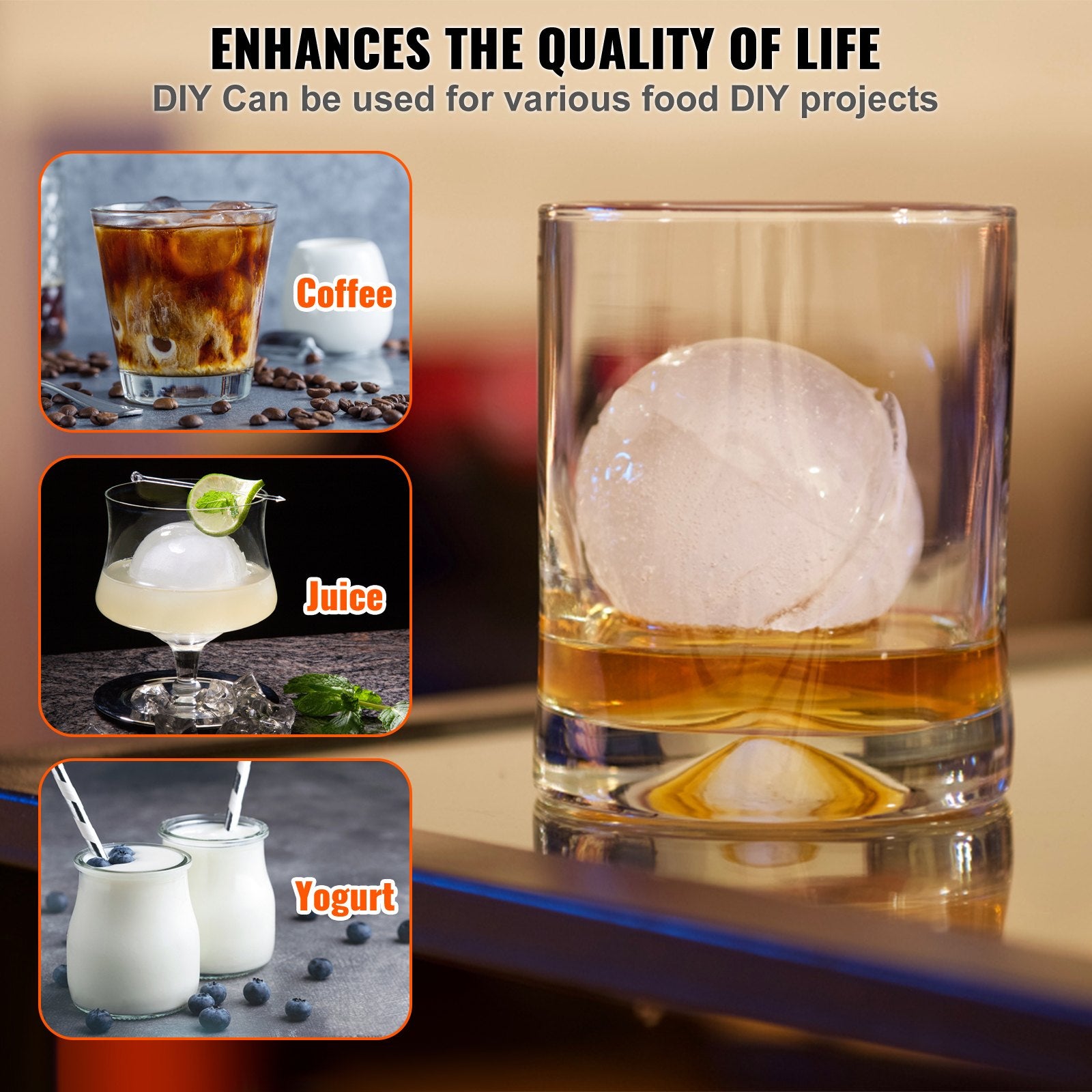 Ice Ball Press Kit, Aircraft Al Alloy Ice Press with Ice Block Mold, Large Mat, Tong, Drip Tray, One Glass, V952-BQYJYSLCG60MMN7OYV0