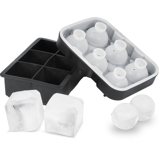 Ice Cube Trays (Set of 2), 2-in-1 Combo with Silicone Sphere Ice Ball Maker & Large Square Ice Cube Maker V952-BQZZJHSTMBQ66DWGVV0