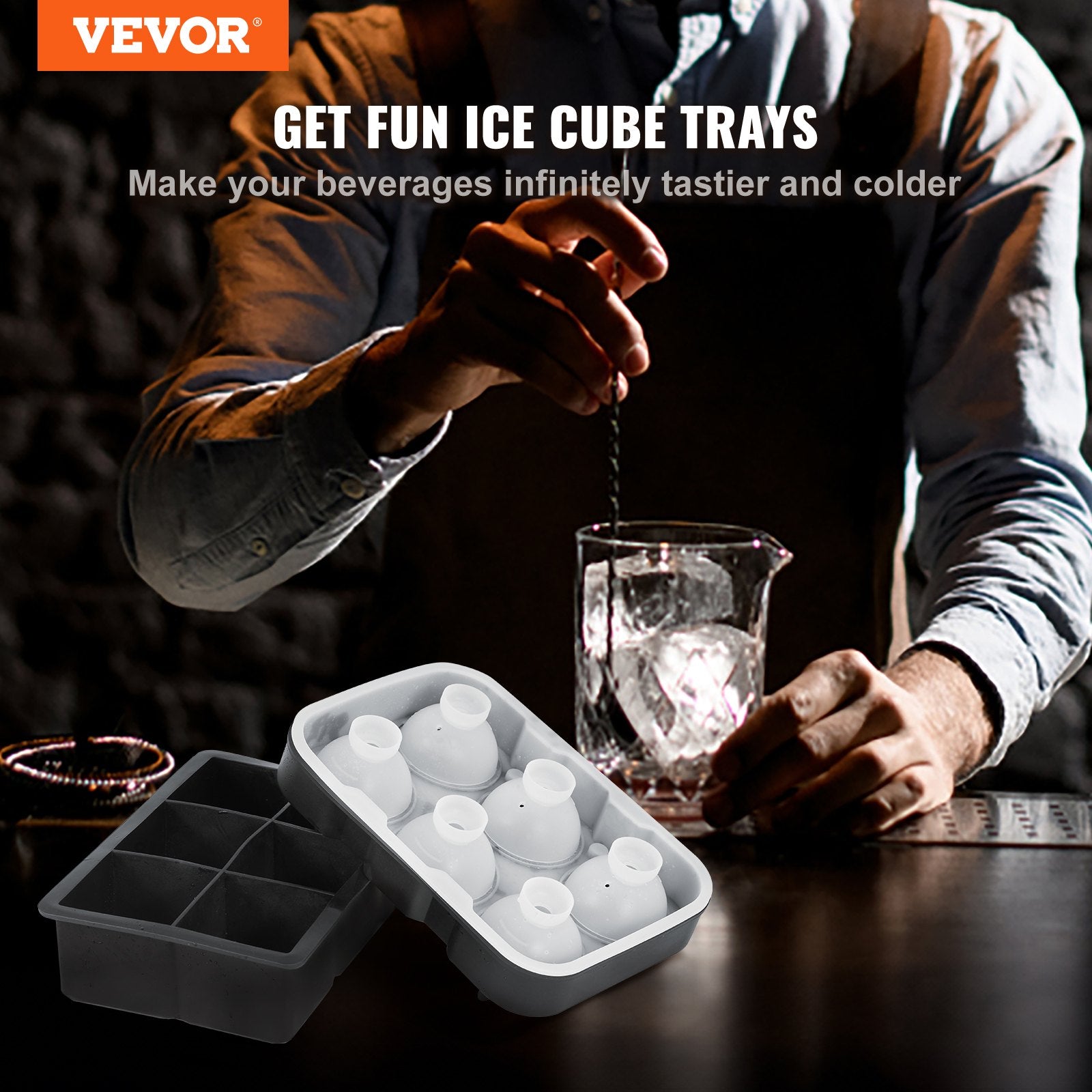 Ice Cube Trays (Set of 2), 2-in-1 Combo with Silicone Sphere Ice Ball Maker & Large Square Ice Cube Maker V952-BQZZJHSTMBQ66DWGVV0