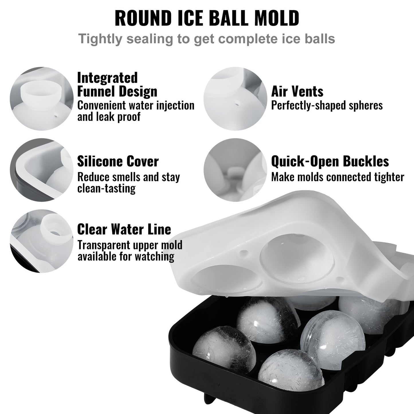 Ice Cube Trays (Set of 2), 2-in-1 Combo with Silicone Sphere Ice Ball Maker & Large Square Ice Cube Maker V952-BQZZJHSTMBQ66DWGVV0