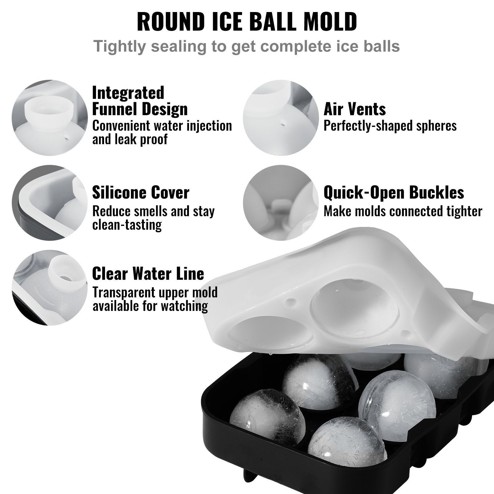 Ice Cube Trays (Set of 2), 2-in-1 Combo with Silicone Sphere Ice Ball Maker & Large Square Ice Cube Maker V952-BQZZJHSTMBQ66DWGVV0