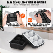 Ice Cube Trays (Set of 2), 2-in-1 Combo with Silicone Sphere Ice Ball Maker & Large Square Ice Cube Maker V952-BQZZJHSTMBQ66DWGVV0