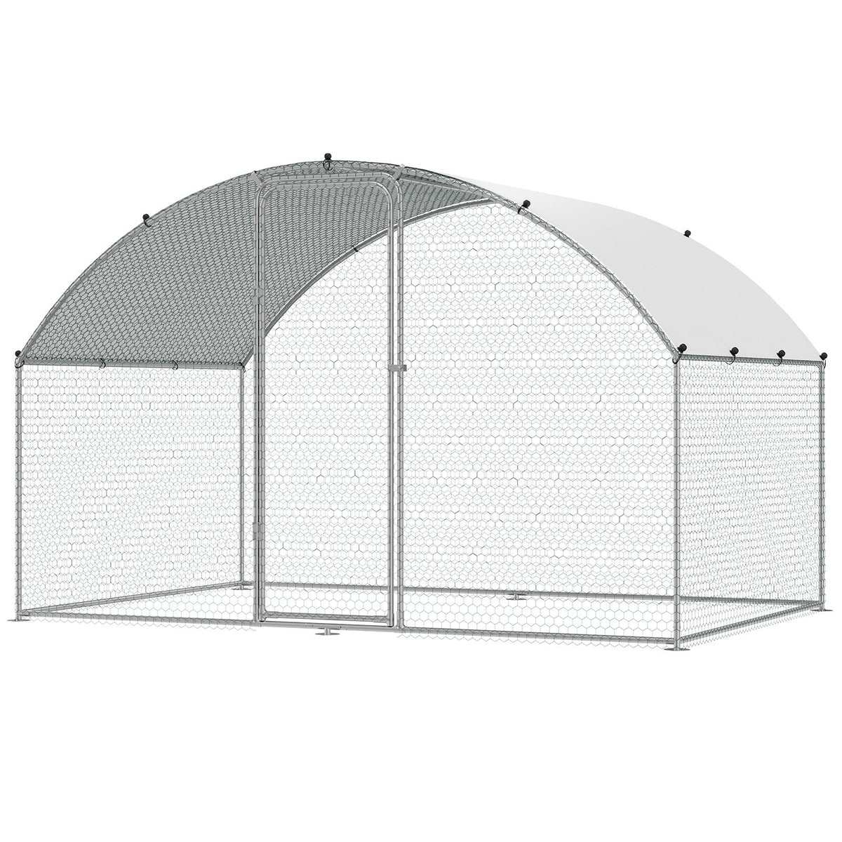 Chicken Coop, 9.8x6.5x6.5ft Walk-in Large Metal Chicken Run for Yard with Waterproof Cover, Doom Roof Hen V952-BRSJP2X3X2MYGZ1GPV0