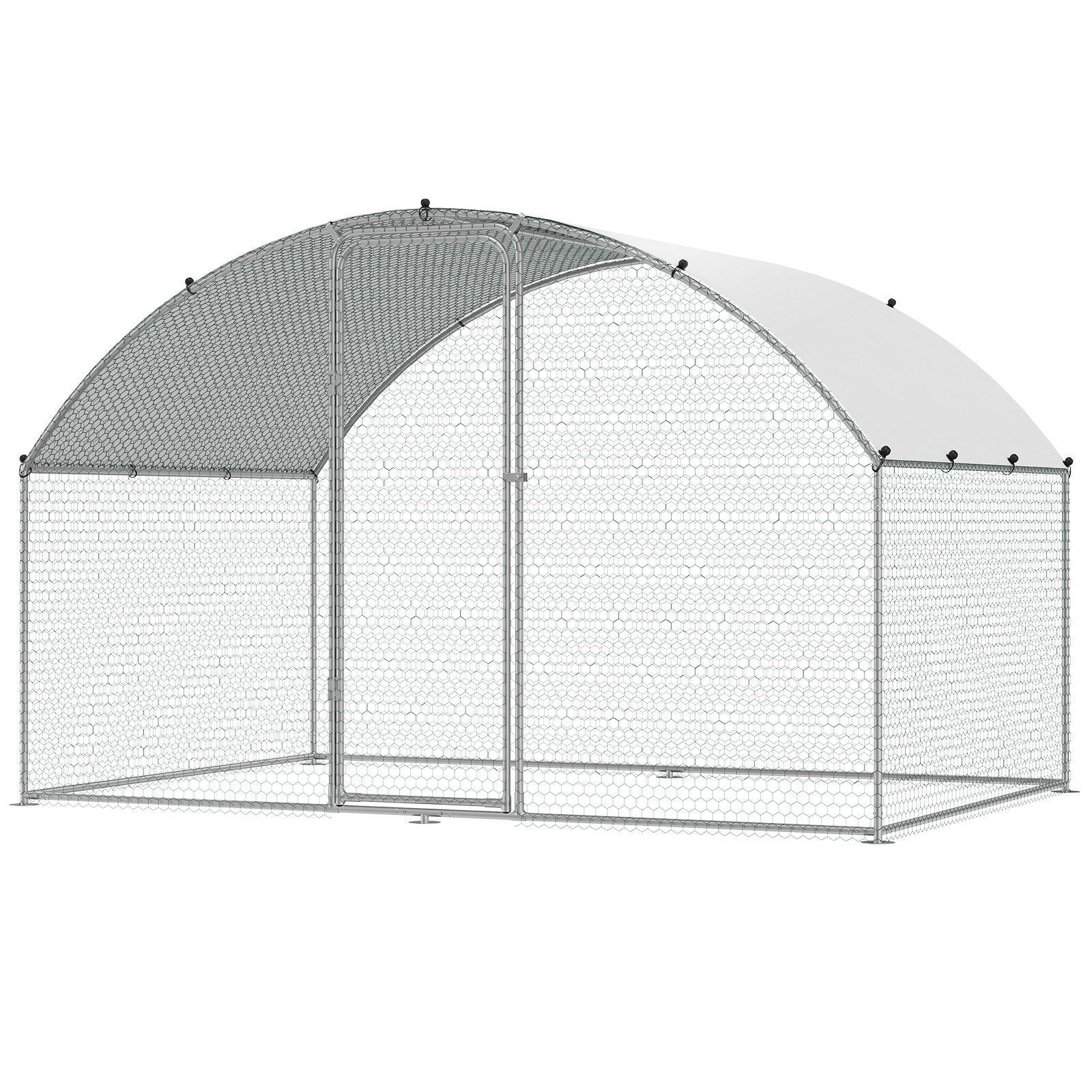 Chicken Coop, 9.8x6.5x6.5ft Walk-in Large Metal Chicken Run for Yard with Waterproof Cover, Doom Roof Hen V952-BRSJP2X3X2MYGZ1GPV0