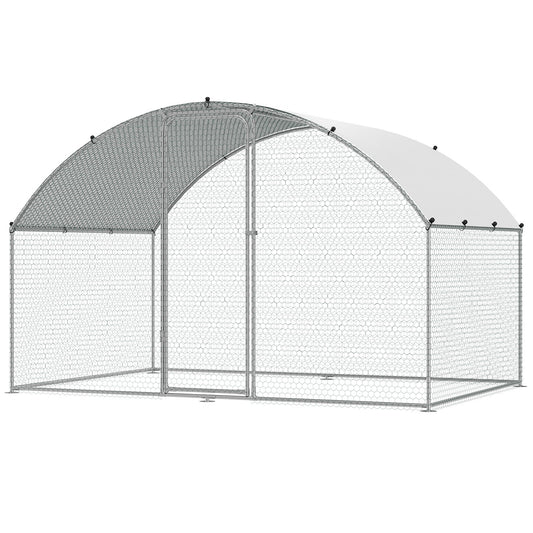 Chicken Coop, 9.8x6.5x6.5ft Walk-in Large Metal Chicken Run for Yard with Waterproof Cover, Doom Roof Hen V952-BRSJP2X3X2MYGZ1GPV0