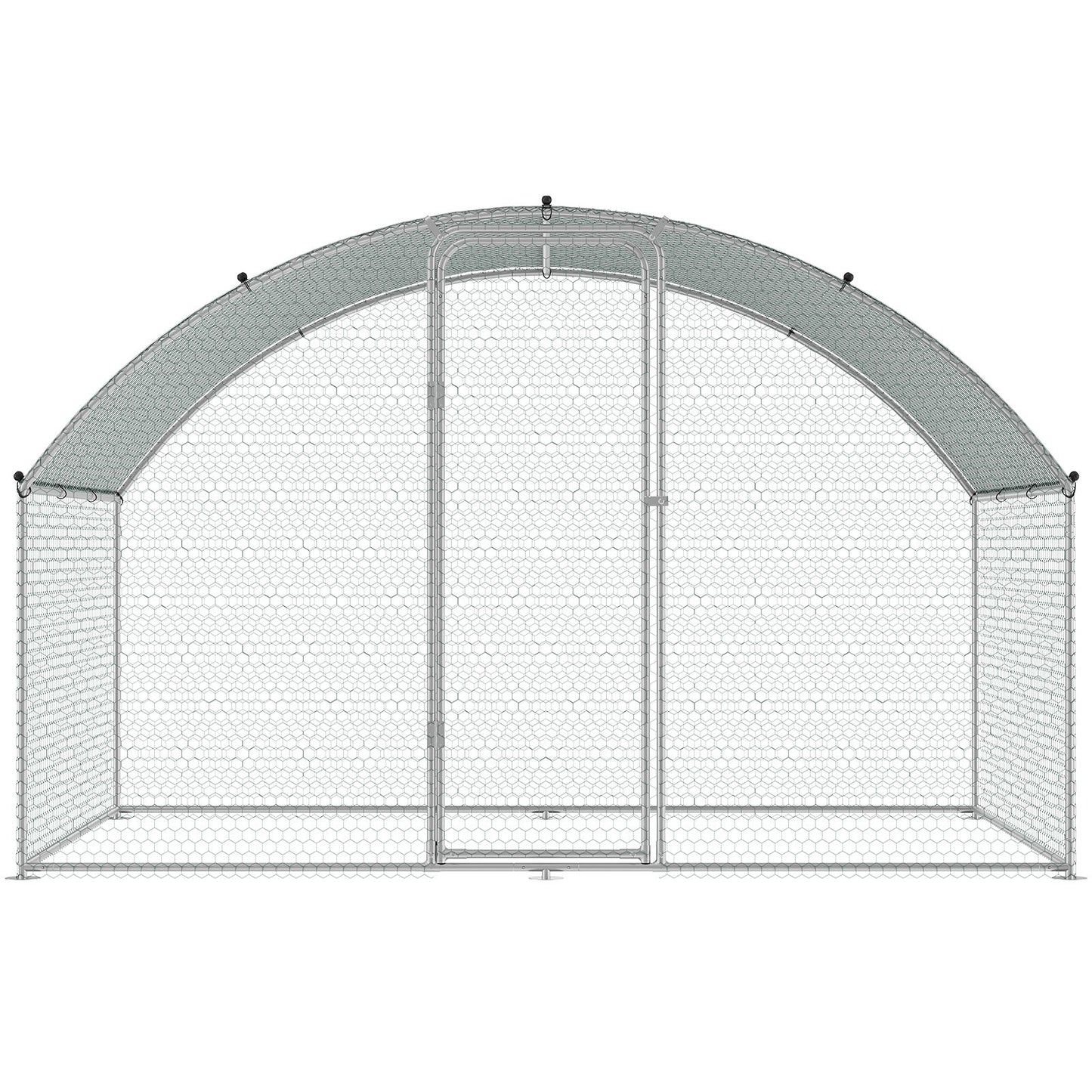 Chicken Coop, 9.8x6.5x6.5ft Walk-in Large Metal Chicken Run for Yard with Waterproof Cover, Doom Roof Hen V952-BRSJP2X3X2MYGZ1GPV0