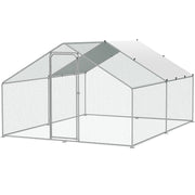 Large Metal Chicken Coop, 3x3.93x1.99 m Walk-in Chicken Runs for Yard with Cover, Spire Roof Hen House with V952-BRSJP4X3X2MJBQGL6V0