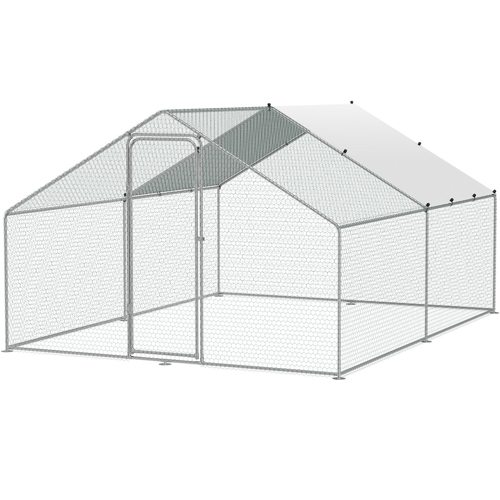 Large Metal Chicken Coop, 3x3.93x1.99 m Walk-in Chicken Runs for Yard with Cover, Spire Roof Hen House with V952-BRSJP4X3X2MJBQGL6V0