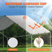 Large Metal Chicken Coop, 3x3.93x1.99 m Walk-in Chicken Runs for Yard with Cover, Spire Roof Hen House with V952-BRSJP4X3X2MJBQGL6V0