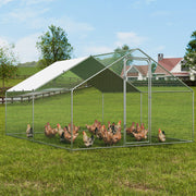 Large Metal Chicken Coop, 3x3.93x1.99 m Walk-in Chicken Runs for Yard with Cover, Spire Roof Hen House with V952-BRSJP4X3X2MJBQGL6V0