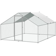Large Metal Chicken Coop, 3x3.93x1.99 m Walk-in Chicken Runs for Yard with Cover, Spire Roof Hen House with V952-BRSJP4X3X2MJBQGL6V0