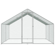 Large Metal Chicken Coop, 3x3.93x1.99 m Walk-in Chicken Runs for Yard with Cover, Spire Roof Hen House with V952-BRSJP4X3X2MJBQGL6V0