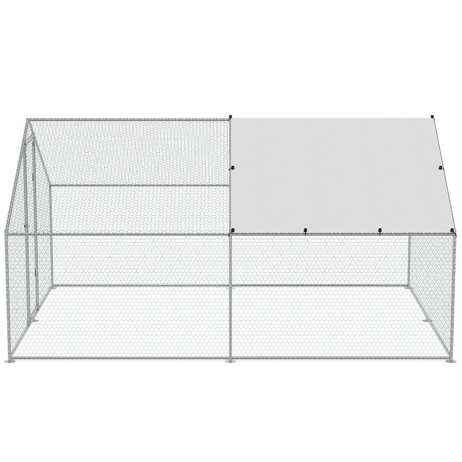 Large Metal Chicken Coop, 3x3.93x1.99 m Walk-in Chicken Runs for Yard with Cover, Spire Roof Hen House with V952-BRSJP4X3X2MJBQGL6V0