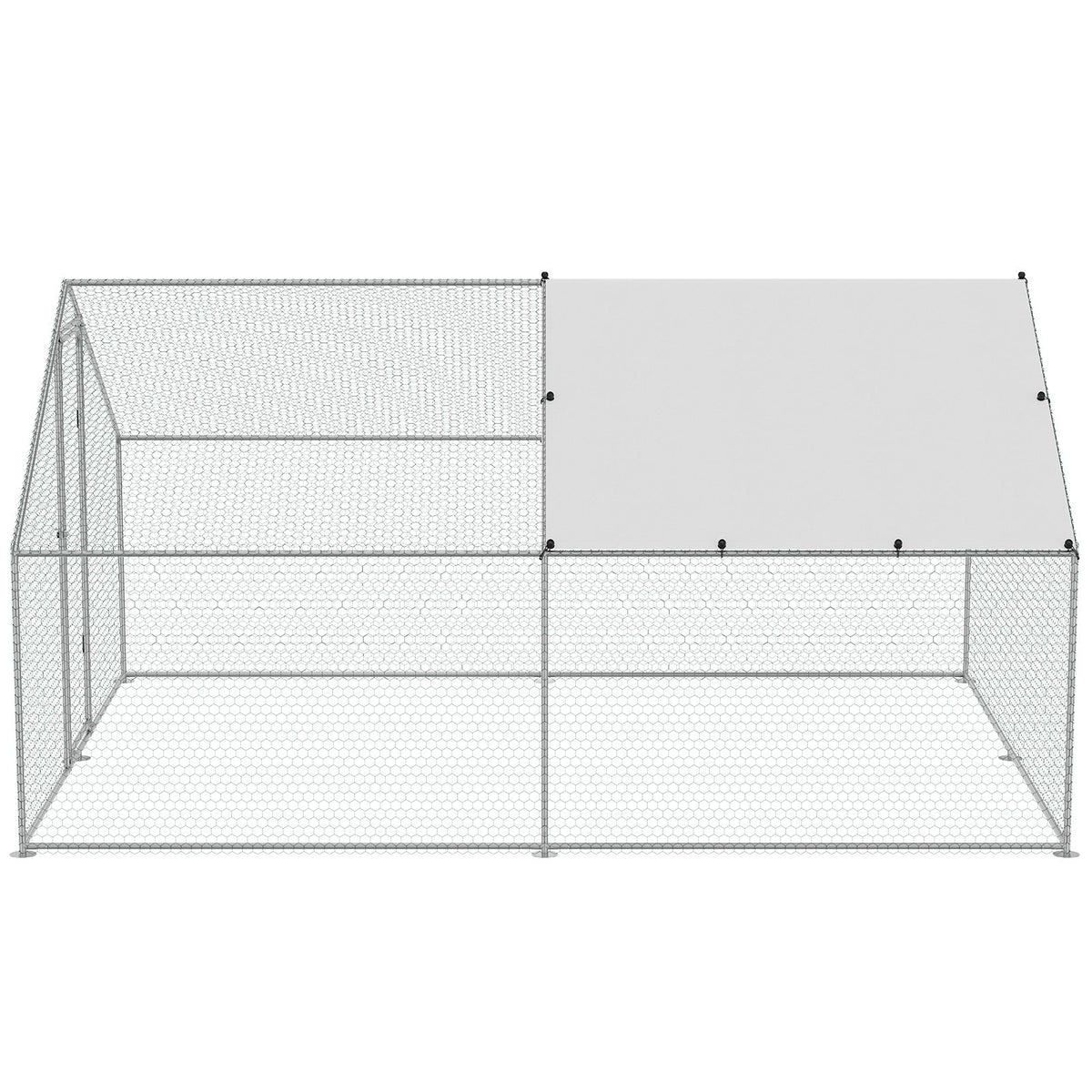 Large Metal Chicken Coop, 3x3.93x1.99 m Walk-in Chicken Runs for Yard with Cover, Spire Roof Hen House with V952-BRSJP4X3X2MJBQGL6V0