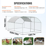 Large Metal Chicken Coop, 9.8x12.9x6.5 ft Walk in Chicken Run for Yard with Waterproof Cover, Doom Roof Hen V952-BRSJP4X3X2MYTLHA4V0