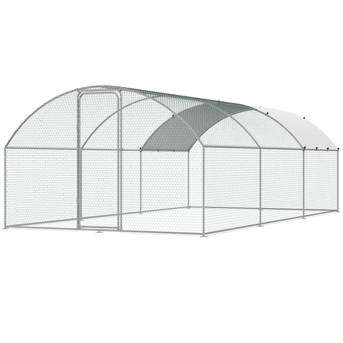 Large Metal Chicken Coop with Run, 9.8x19.3x6.5 ft Walk-in Chicken Runs for Yard with Cover, Doom Roof Hen V952-BRSJP6X3X2MY7DRCKV0