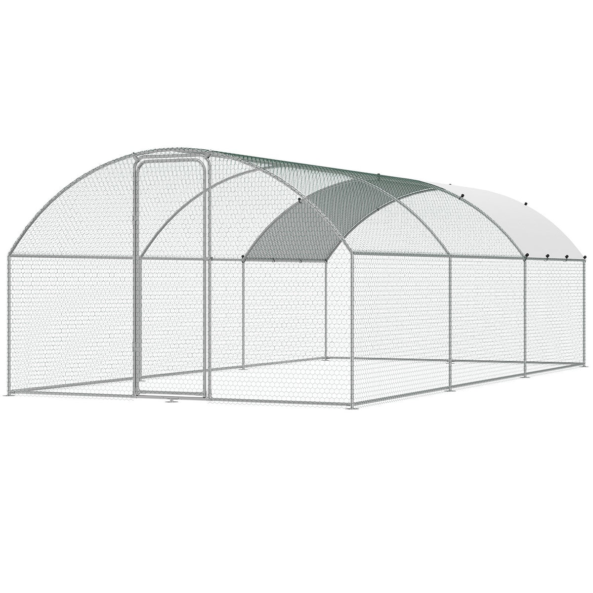 Large Metal Chicken Coop with Run, 9.8x19.3x6.5 ft Walk-in Chicken Runs for Yard with Cover, Doom Roof Hen V952-BRSJP6X3X2MY7DRCKV0