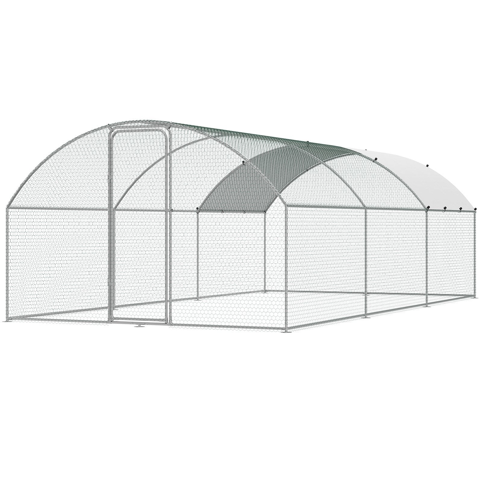 Large Metal Chicken Coop with Run, 9.8x19.3x6.5 ft Walk-in Chicken Runs for Yard with Cover, Doom Roof Hen V952-BRSJP6X3X2MY7DRCKV0