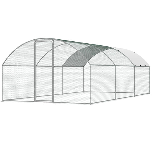 Large Metal Chicken Coop with Run, 9.8x19.3x6.5 ft Walk-in Chicken Runs for Yard with Cover, Doom Roof Hen V952-BRSJP6X3X2MY7DRCKV0