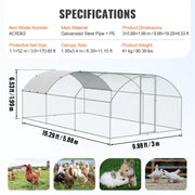 Large Metal Chicken Coop with Run, 9.8x19.3x6.5 ft Walk-in Chicken Runs for Yard with Cover, Doom Roof Hen V952-BRSJP6X3X2MY7DRCKV0
