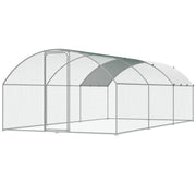 Large Metal Chicken Coop with Run, 9.8x19.3x6.5 ft Walk-in Chicken Runs for Yard with Cover, Doom Roof Hen V952-BRSJP6X3X2MY7DRCKV0