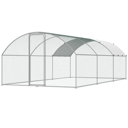 Large Metal Chicken Coop with Run, 9.8x19.3x6.5 ft Walk-in Chicken Runs for Yard with Cover, Doom Roof Hen V952-BRSJP6X3X2MY7DRCKV0