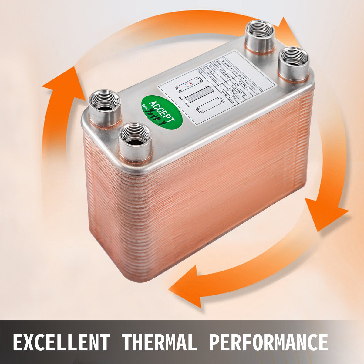 Heat Exchanger 3"x7.5" 60 Plates Brazed Plate Heat Exchanger 316L 1/2" BSP FPT Heat Exchanger EATB12 Beer V952-BSHRQ1260FB12G601V0
