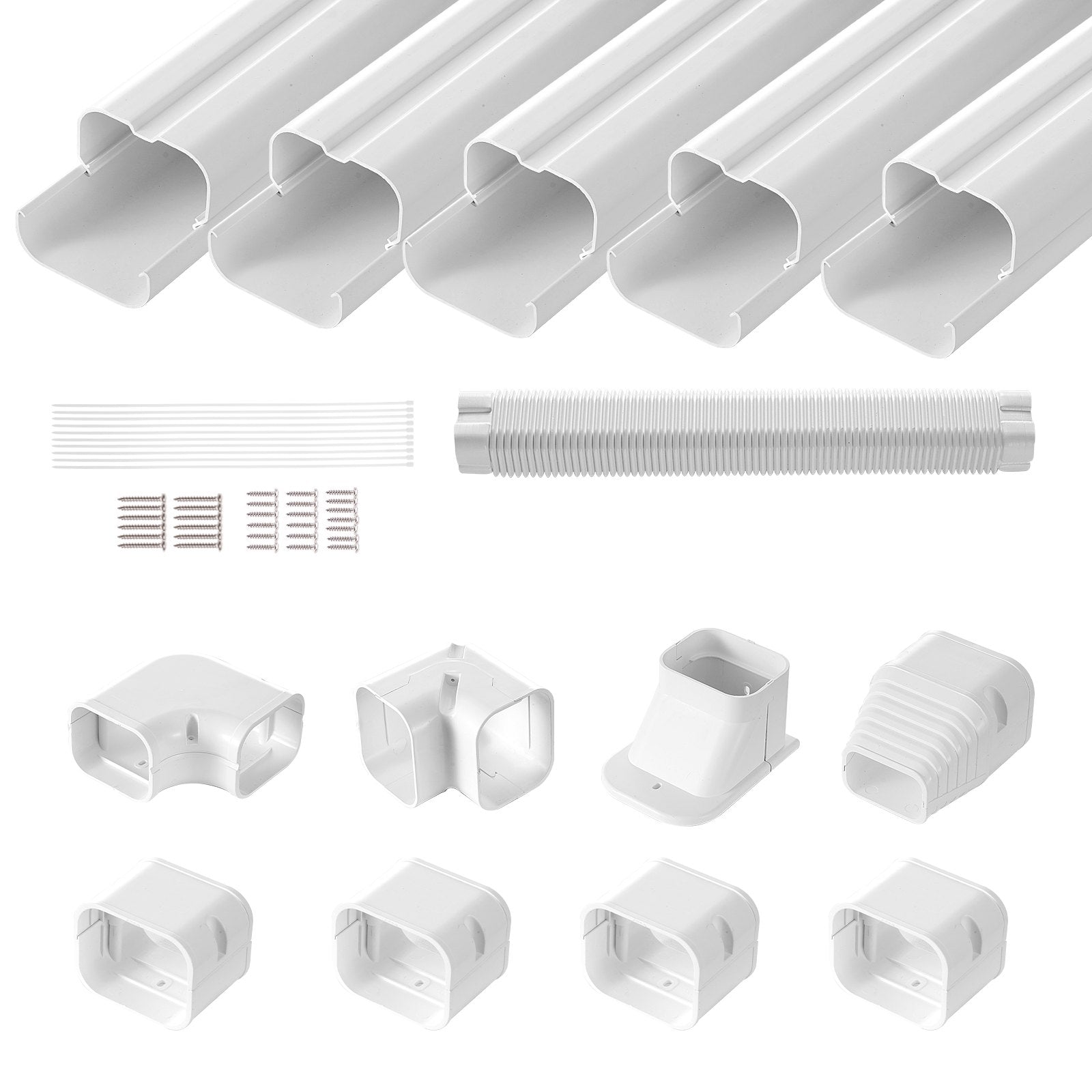 Mini Split Line Set Cover 76.2mm W 3110mm L, PVC Decorative Pipe Line Cover For Air Conditioner with 5 V952-BSKSQFTSKDGX4RGJNV0
