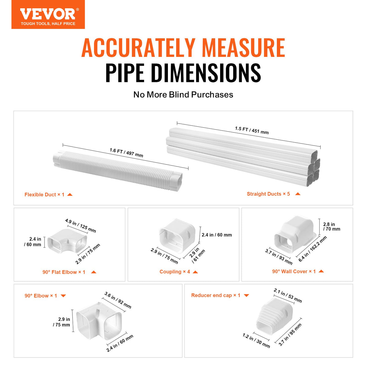 Mini Split Line Set Cover 76.2mm W 3110mm L, PVC Decorative Pipe Line Cover For Air Conditioner with 5 V952-BSKSQFTSKDGX4RGJNV0