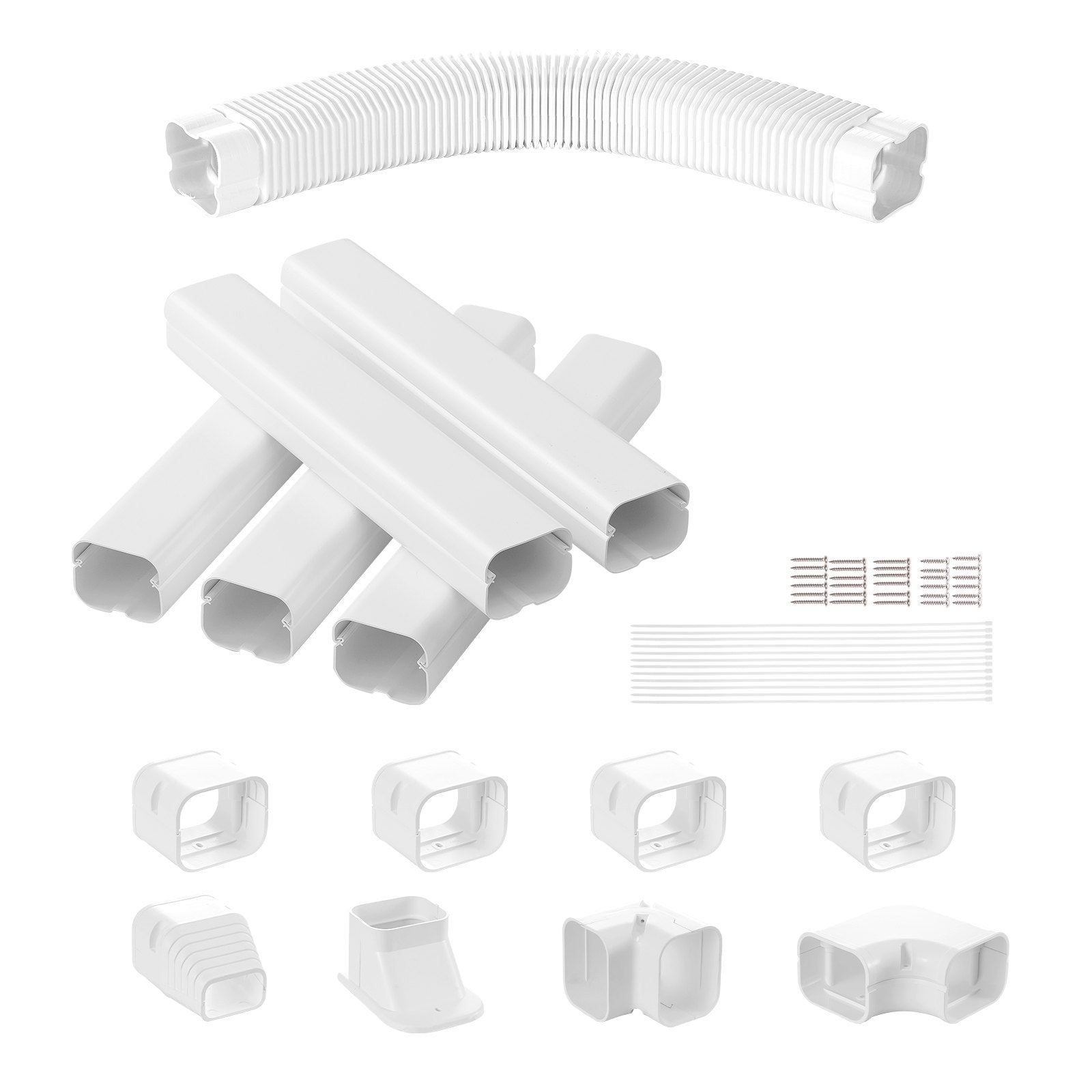 Mini Split Line Set Cover 76.2mm W 3110mm L, PVC Decorative Pipe Line Cover For Air Conditioner with 5 V952-BSKSQFTSKDGX4RGJNV0