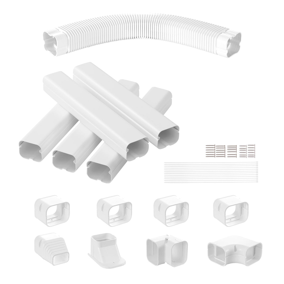 Mini Split Line Set Cover 76.2mm W 3110mm L, PVC Decorative Pipe Line Cover For Air Conditioner with 5 V952-BSKSQFTSKDGX4RGJNV0