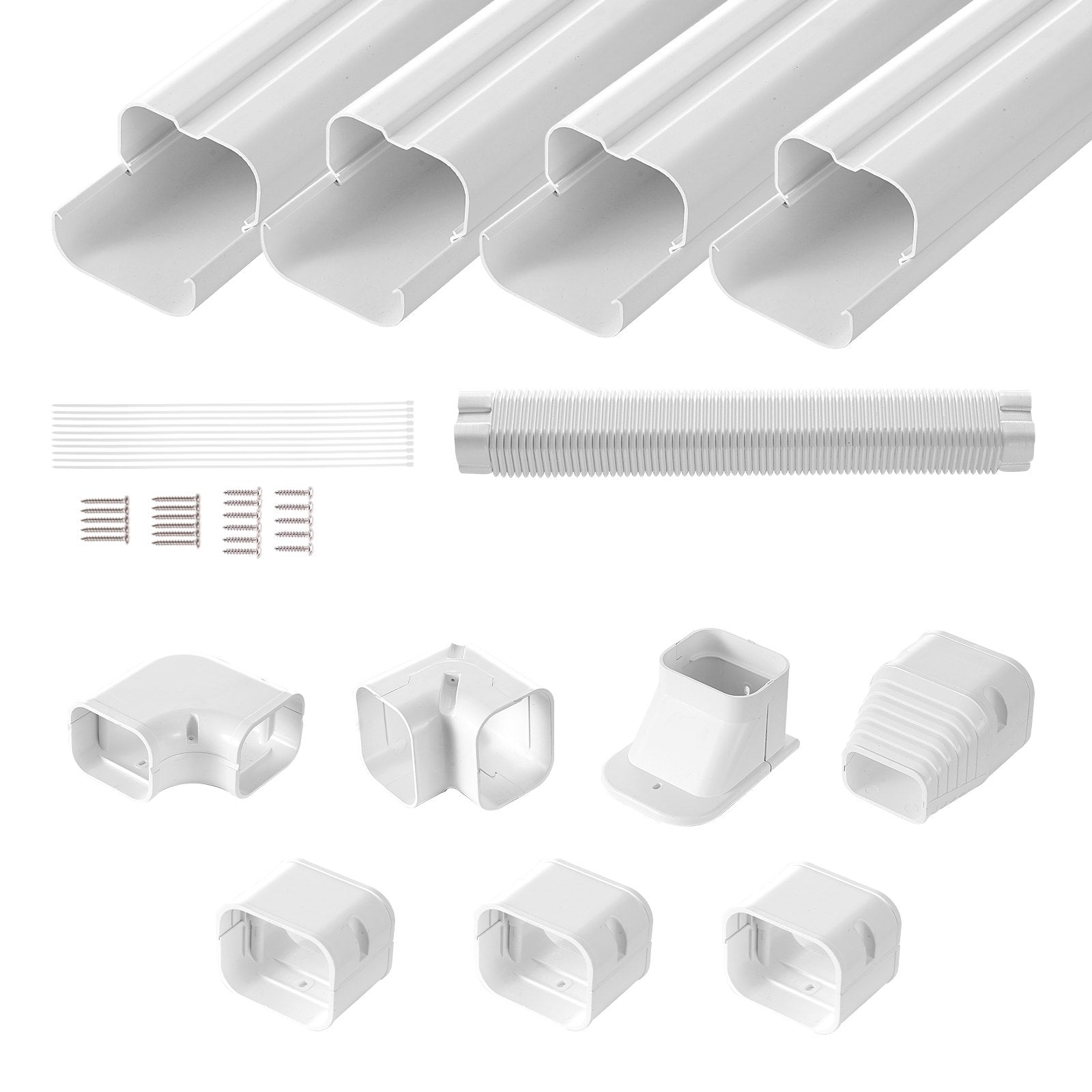 Mini Split Line Set Cover 76.2mm W 4830mm L, PVC Decorative Pipe Line Cover For Air Conditioner with 4 V952-BSKSQFTSKDGX6NH9BV0