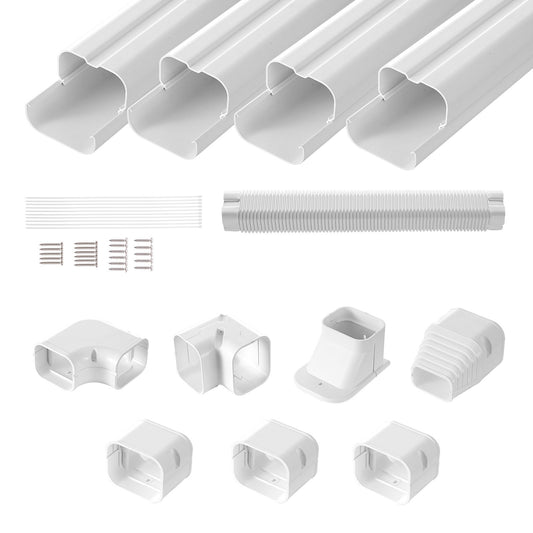 Mini Split Line Set Cover 76.2mm W 4830mm L, PVC Decorative Pipe Line Cover For Air Conditioner with 4 V952-BSKSQFTSKDGX6NH9BV0
