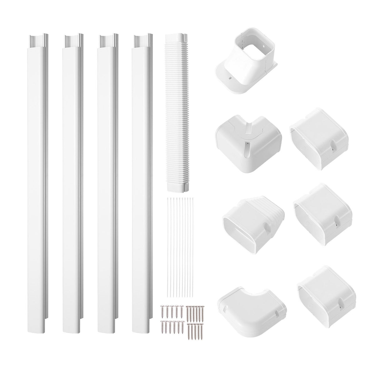 Mini Split Line Set Cover 76.2mm W 4830mm L, PVC Decorative Pipe Line Cover For Air Conditioner with 4 V952-BSKSQFTSKDGX6NH9BV0