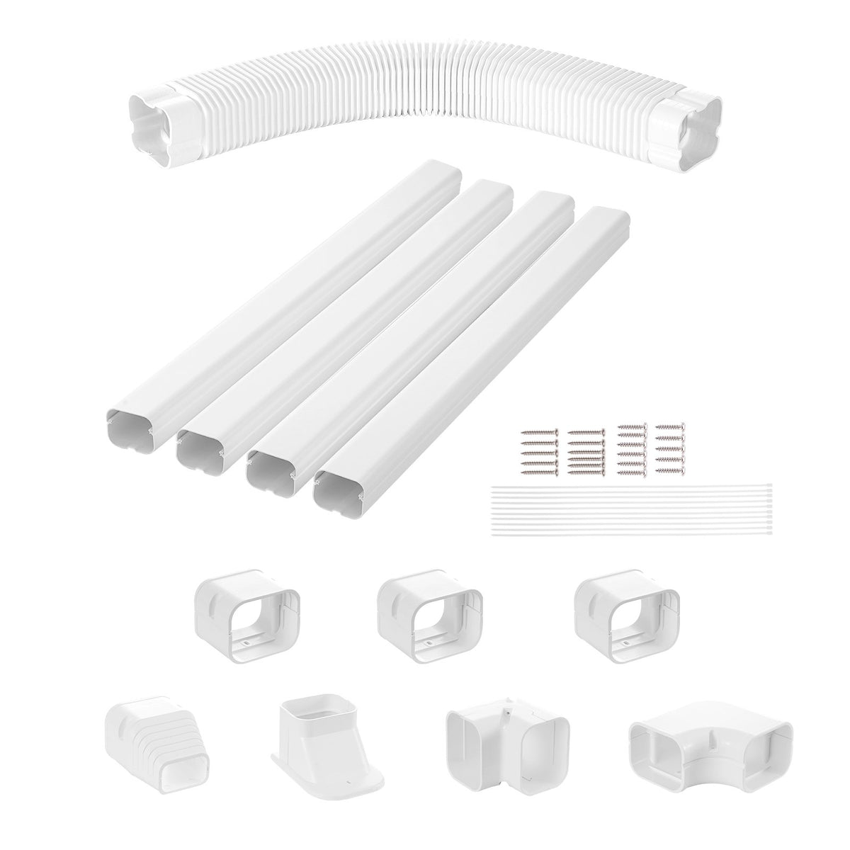 Mini Split Line Set Cover 76.2mm W 4830mm L, PVC Decorative Pipe Line Cover For Air Conditioner with 4 V952-BSKSQFTSKDGX6NH9BV0