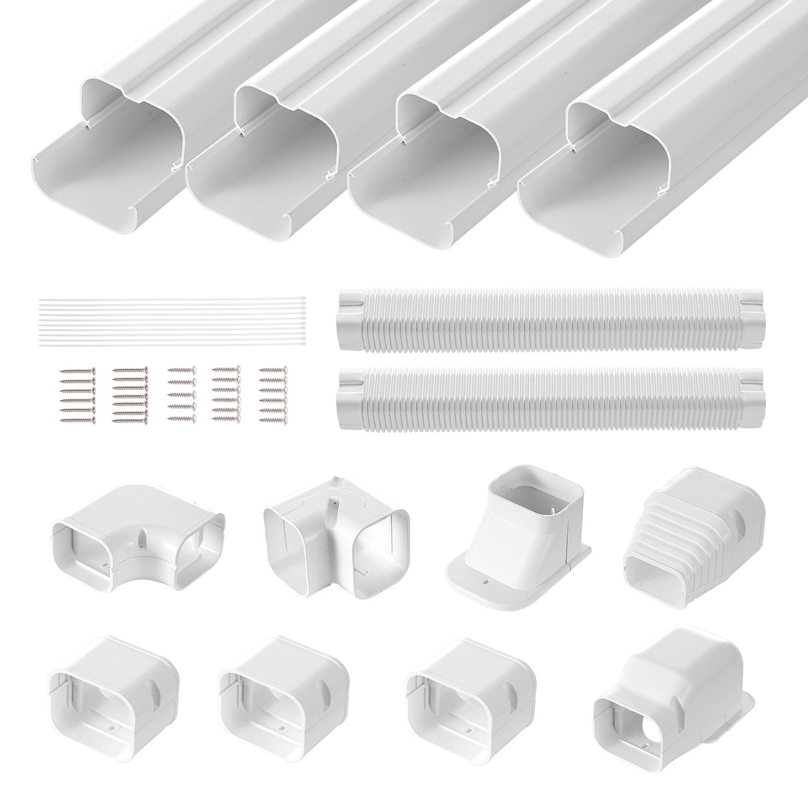 Mini Split Line Set Cover 76.2mm W 5350mm L, PVC Decorative Pipe Line Cover For Air Conditioner with 4 V952-BSKSQFTSKDGXAZ41JV0