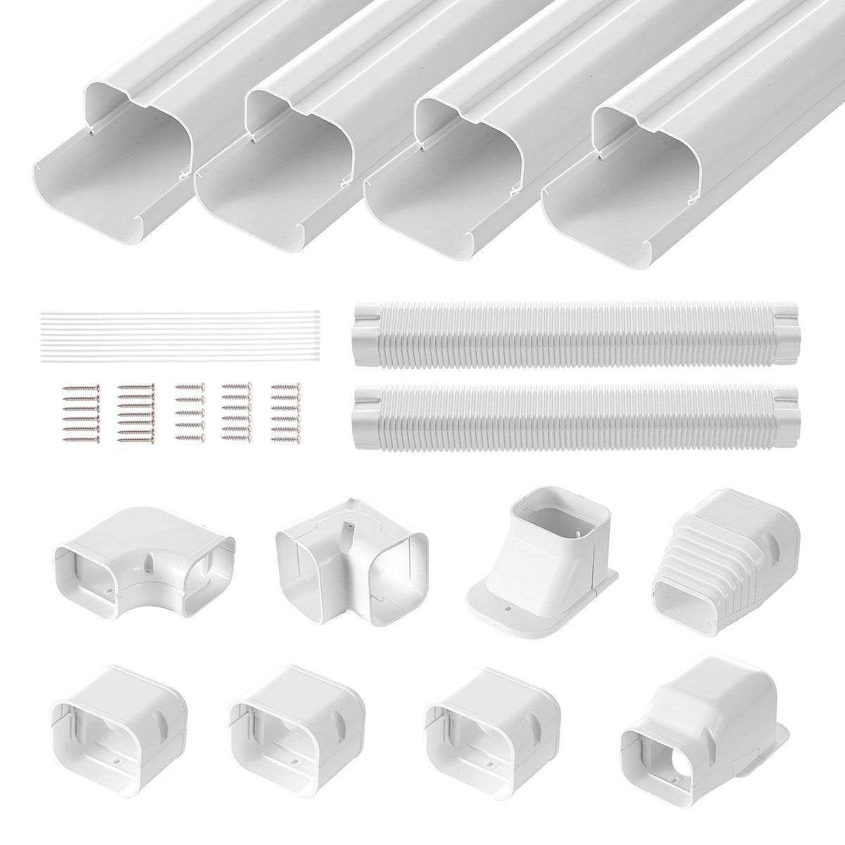 Mini Split Line Set Cover 76.2mm W 5350mm L, PVC Decorative Pipe Line Cover For Air Conditioner with 4 V952-BSKSQFTSKDGXAZ41JV0