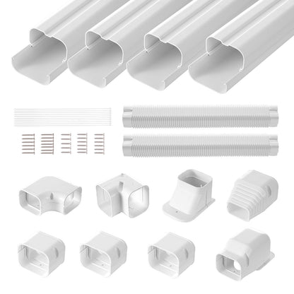 Mini Split Line Set Cover 76.2mm W 5350mm L, PVC Decorative Pipe Line Cover For Air Conditioner with 4 V952-BSKSQFTSKDGXAZ41JV0